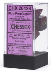 Chessex Dice: 7 Set Polyhedral Gemini Blue Purple Gold CHX26428